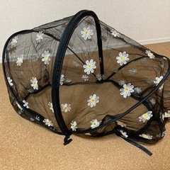 【黒・花柄】ベビーカー用 保護メッシュカバー（蚊帳）の画像