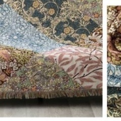 未使用品　 マルチカバーとテーブルセンターセット‼️ウィリアムモリス柄 大判スローケット 130x160cm 【 モリス柄 ジャガード ソファカバー ブランケット ラグ アンティーク おしゃれ Jubilee ジュビリー イギリスの画像