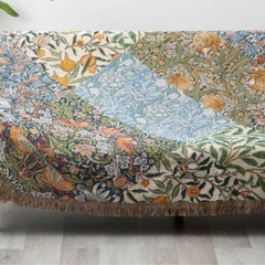 未使用品　 マルチカバーとテーブルセンターセット‼️ウィリアムモリス柄 大判スローケット 130x160cm 【 モリス柄 ジャガード ソファカバー ブランケット ラグ アンティーク おしゃれ Jubilee ジュビリー イギリスの画像