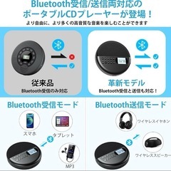 CDプレーヤー HiFiスピーカー内蔵 Bluetooth送受信 再生速度調節⭐️新品未使用の画像