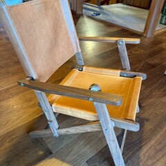 友安製作所製！/革製折りたたみ椅子(キャメルレザー)の画像