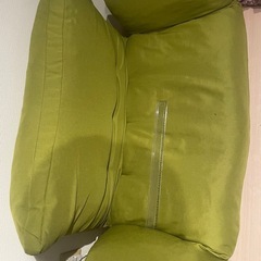 2人掛けソファ グリーン 軽量＆肘掛け可動式の画像