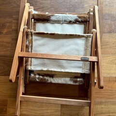 友安製作所製！/革製折りたたみ椅子(ハラコ柄)の画像