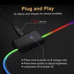 ゲーミングPC用 LEDライトマウスパッド 【90㎝×40㎝×0.4㎝】の画像