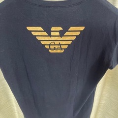 EMPORIO ARMANI GA Tシャツ 黒バックロゴ ストレッチ　サイズLの画像