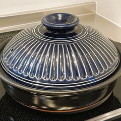 【簡単に美味しい土鍋ごはんが作れます】萬古焼 菊花 土鍋 8号 瑠璃釉の画像
