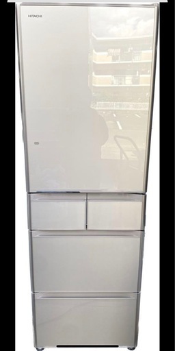 日立 シルバー冷蔵庫 両開き 5棚 2引き出し　8/25、8/26引取り限定！