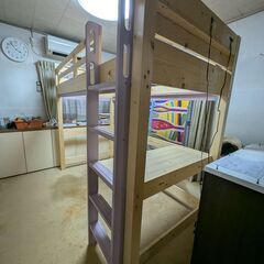 天然木ロフトベッドの画像