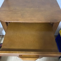 レトロな電話台／電話スタンド（メモ書き用スライド棚付き・2段収納）の画像
