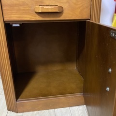 レトロな電話台／電話スタンド（メモ書き用スライド棚付き・2段収納）の画像