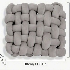 ✨美品✨編み込み　座布団　クッション　北欧風　韓国　おしゃれ　インテリア雑貨(ホワイト)の画像