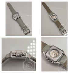 【多機能ムーブメントを内包した機械式スクエアウォッチ/新品】自動巻き バックスケルトン 24時間計 週/日付W表示 ロイヤルグレーレザーの画像