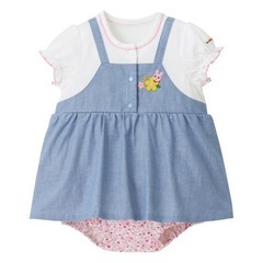 【新品】HOT BISCUITS ミキハウス　デニムロンパースセット　70の画像