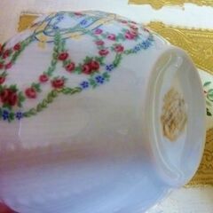 アンティーク 状態良好 フランス製フローレンスリモージュ　シュガーポット　キャンディポット　ポンポン入れケース の画像