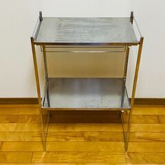 スチールラック 2段 籠付 W約55cm D約34.5cm H約83.5cmの画像