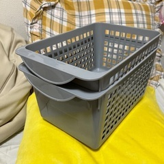 DAISO カゴバスケット　小グレー2個の画像