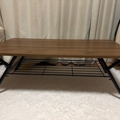 折りたたみテーブル ブラウン 美品 棚付き 【9月中旬引渡し希望】の画像