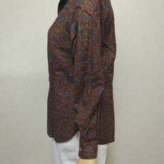シャツ　えんじ×小花　レディースの画像