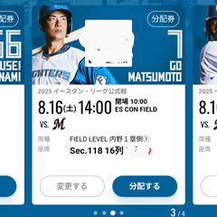 本日です！　エスコン　イースタンリーグ　内野　2枚セットの画像