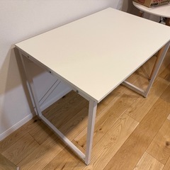 シンプルワークデスク ホワイト 幅90×奥行60cm 机の画像