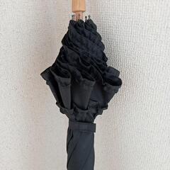 日傘 長傘 黒 フリル クラシカル ゴスロリ 木製の画像