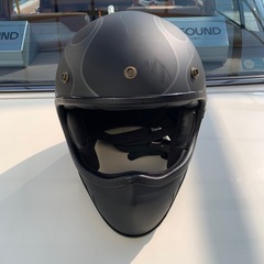 フルフェイス ヘルメット マットブラック フレイム柄 ビンテージ風 バイク用の画像