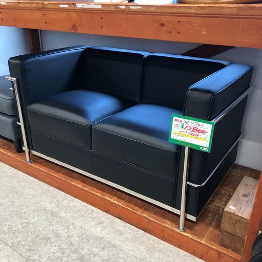 【ジ503】2Pソファ 2人掛け 黒 ブラック (ma)