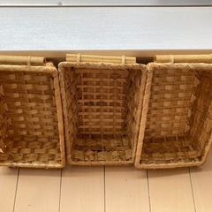 お洒落な籐籠　小物収納　分別3点セットの画像