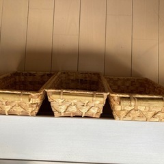 お洒落な籐籠　小物収納　分別3点セットの画像