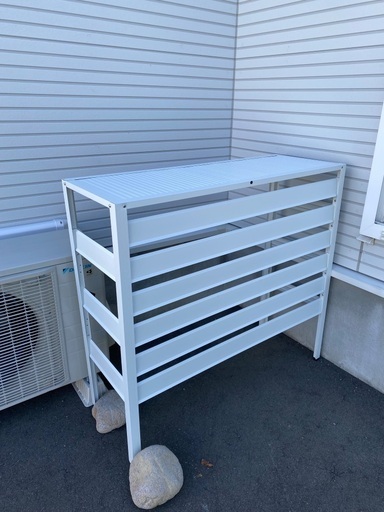 エアコン室外機カバーホワイト色 アルミ製 大型　山善