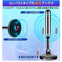 室内テレビアンテナ　地デジ 4K/1080p HDTV対応 最強600KM受信 360度全方位 高性能 高感度 ブースター機能付き 日本語説明書付き の画像