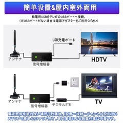 室内テレビアンテナ　地デジ 4K/1080p HDTV対応 最強600KM受信 360度全方位 高性能 高感度 ブースター機能付き 日本語説明書付き の画像