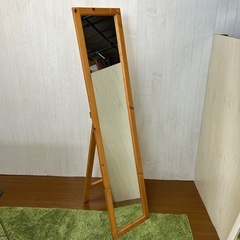 【リユース☆エコちょっぷ】ナチュラルウッド　木目　ミラー　姿見