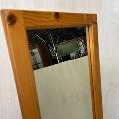 【リユース☆エコちょっぷ】ナチュラルウッド　木目　ミラー　姿見の画像