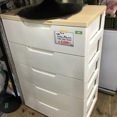 5段ウッドトップチェスト　タンス　引き出し　衣類収納　中古品　※はがれ有の画像