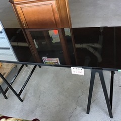 ワークデスク　テーブル　机　黒　ブラック 中古品　※天板傷ありの画像