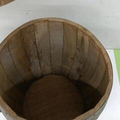 0816-035 樽収納ケース アンティーク ふた付き　取っ手付きの画像