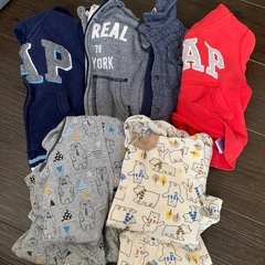 90サイズ　服まとめて38着　春秋冬　① ズボン　ロンT トレーナー　パーカー　パジャマ　などの画像
