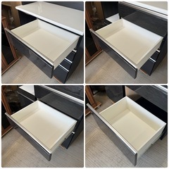 【超美品‼️】定価109,900円♪ ニトリ 100cm幅キッチンボード(Nポスティア100KB) 食器棚 収納家具 艶あり木目調ブラック♪の画像