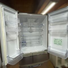 ☆三菱電機 520L 6ドア冷蔵庫 MR-E52S-N エレガントシャンパンカラー 自動製氷 日本製 2011年製の画像
