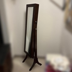 ミラー付きアクセサリー収納ドレッサー　木製　ブラウンの画像