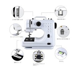新品未使用✨️ミシン コンパクト 電動ミシン 白 黒 家庭用 12種類 返し縫い機能 初心者の画像