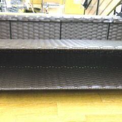 シューズカート 靴箱下収納 高23×幅80㎝ キャスター付き ラタン風 靴箱 2段 8足収納 ダークブラウン 西岡店の画像