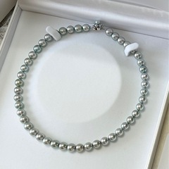極美品！デパート Tasaki タサキ 高級 ブルーパール アコヤ真珠ネックレス 8.5〜9mm silver 証明書付 糸変え済の画像