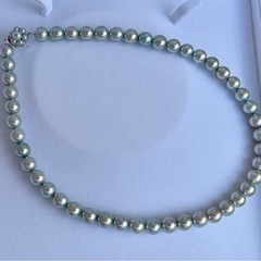 極美品！デパート Tasaki タサキ 高級 ブルーパール アコヤ真珠ネックレス 8.5〜9mm silver 証明書付 糸変え済の画像