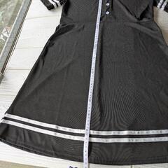 【美品】 ポロシャツ風 フレアワンピース 半袖 ミニ丈 黒 Mサイズの画像