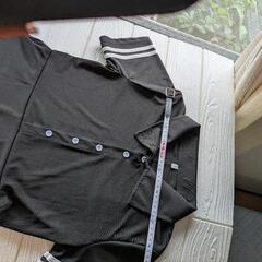 【美品】 ポロシャツ風 フレアワンピース 半袖 ミニ丈 黒 Mサイズの画像