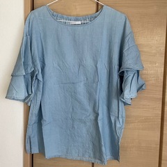 GU フレア袖　夏物　Ｍ〜Ｌ　イエロー　半袖トップス　ブラウス　カットソー　無地の画像