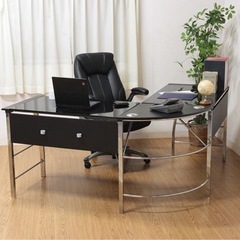 【新品未開封】Ｌ字ガラスPCデスクの画像