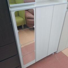 ★限定SALE20%OFF★《尼崎市/リサイクルショップドリーム次屋店》ミラー付きシューズボード ホワイト 中古品　☆尼崎市若王寺☆の画像